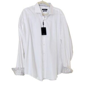 BULGATCHI XL White Shirt Reversible Flip Cuff Mens Long Sleeve Cotton Luxury NWT